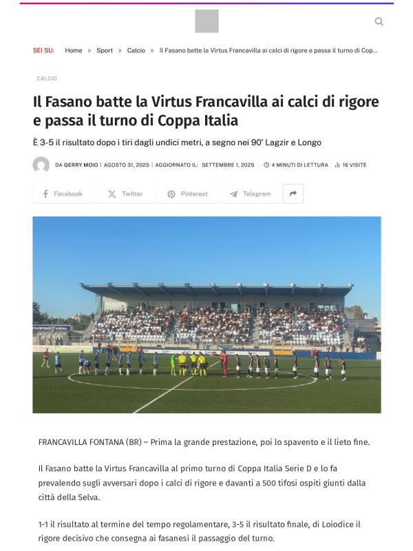 Il Fasano batte la Virtus Francavilla ai calci di rigore e passa il turno di Coppa Italia - Osservatorio Fasano.pdf